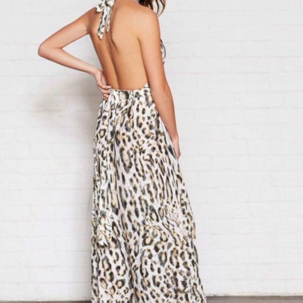 Sheike Untamed Maxi Halter Slit Wrap Dress in animal print - Picture 3 of 10